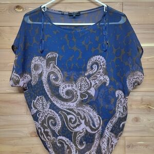 Guess Blue and Beige Paisley Blouse